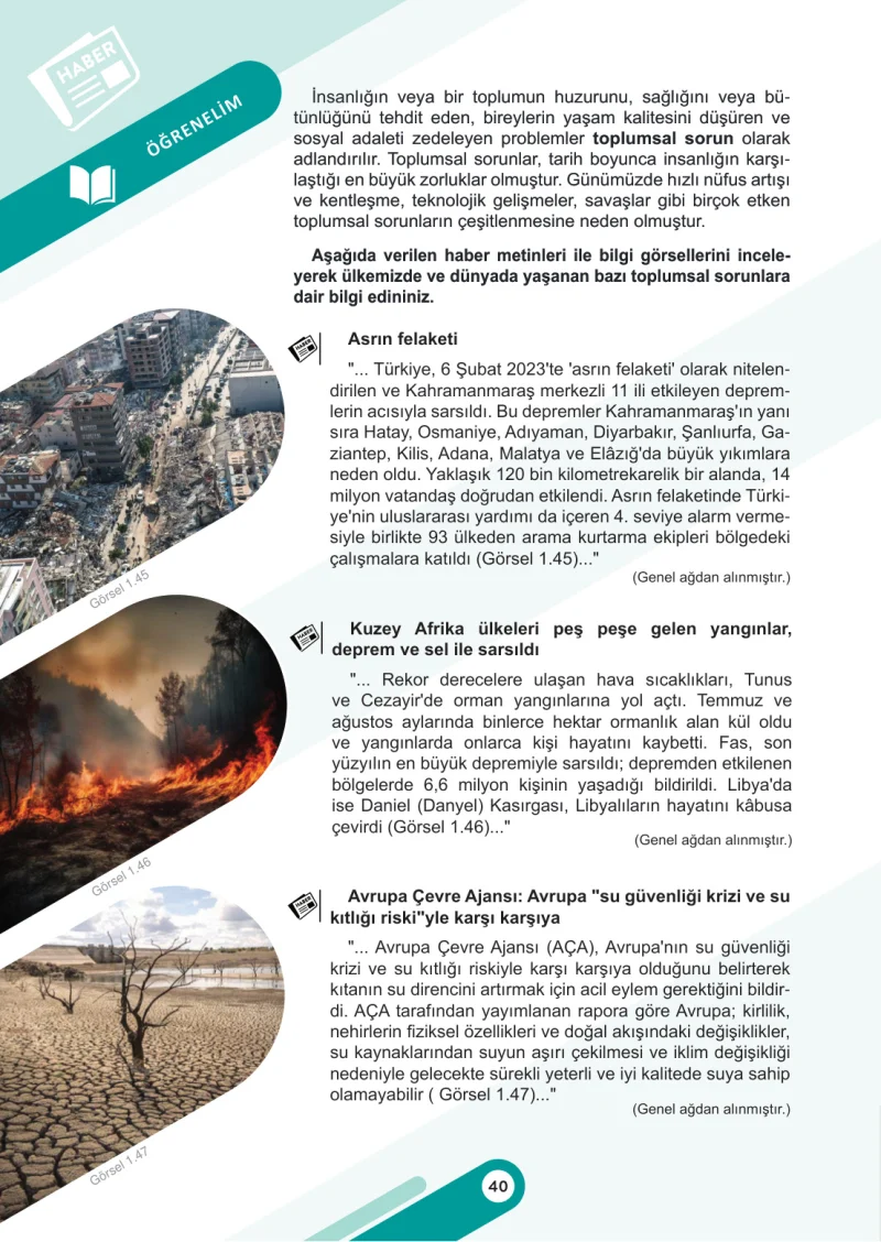 6. Sınıf Sosyal Bilgiler Ders Kitabı Cevapları Meb Yayınları 1. Kitap Sayfa 40