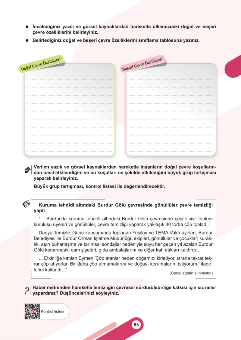 6. Sınıf Sosyal Bilgiler Ders Kitabı Cevapları Meb Yayınları 1. Kitap Sayfa 86