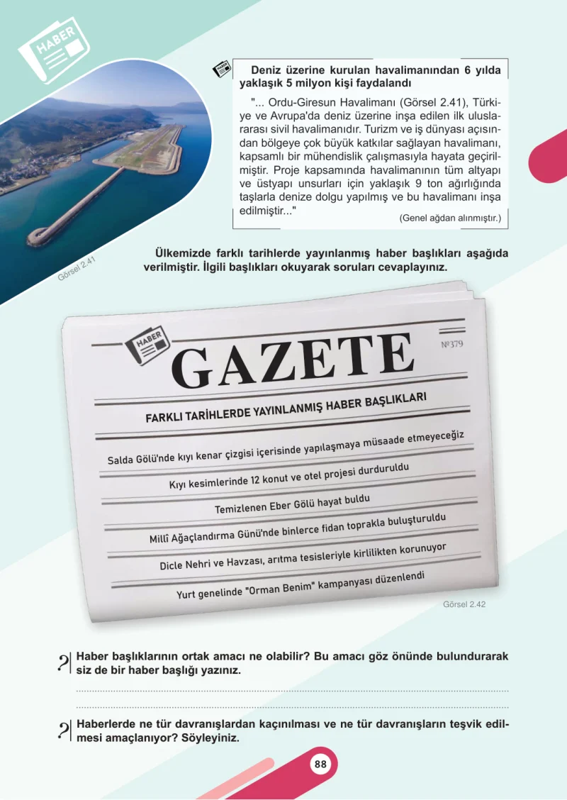 6. Sınıf Sosyal Bilgiler Ders Kitabı Cevapları Meb Yayınları 1. Kitap Sayfa 88