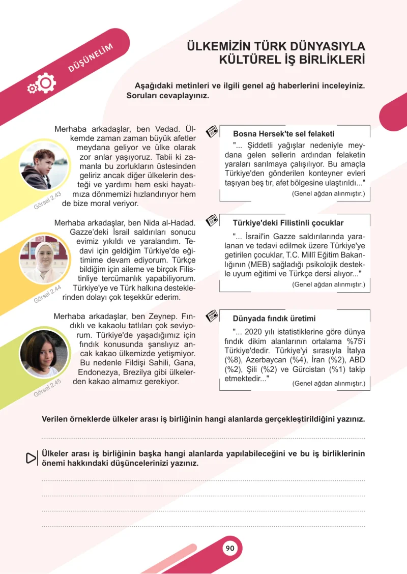 6. Sınıf Sosyal Bilgiler Ders Kitabı Cevapları Meb Yayınları 1. Kitap Sayfa 90
