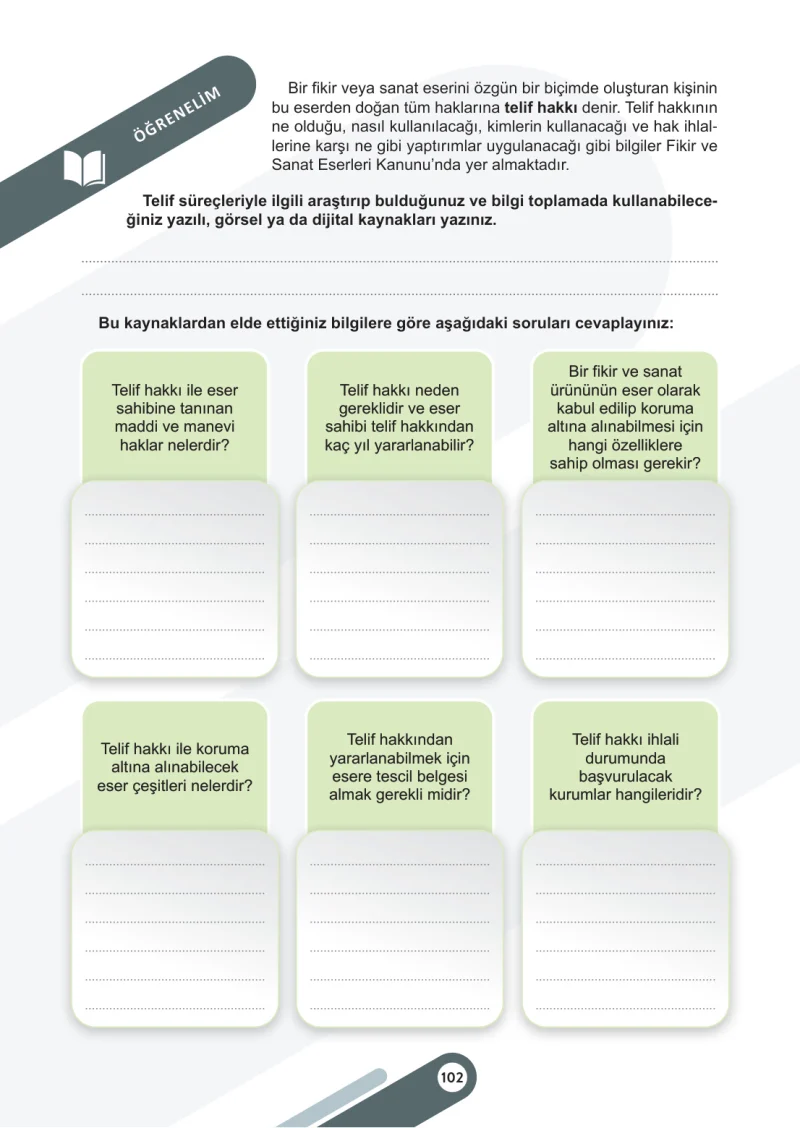 6. Sınıf Sosyal Bilgiler Ders Kitabı Cevapları Meb Yayınları 2. Kitap Sayfa 102