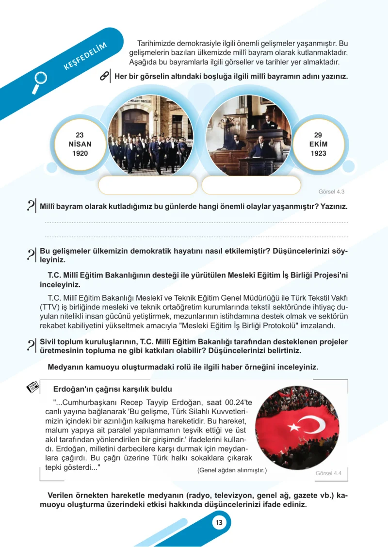 6. Sınıf Sosyal Bilgiler Ders Kitabı Cevapları Meb Yayınları 2. Kitap Sayfa 13