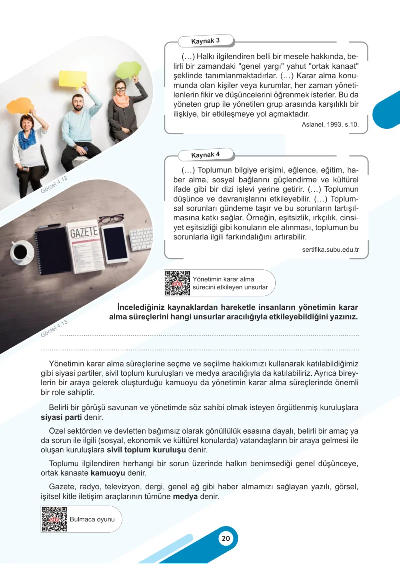 6. Sınıf Sosyal Bilgiler Ders Kitabı Cevapları Meb Yayınları 2. Kitap Sayfa 20