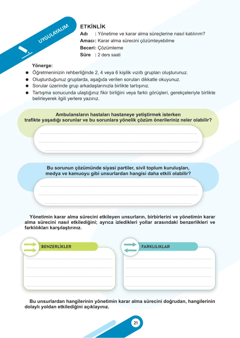 6. Sınıf Sosyal Bilgiler Ders Kitabı Cevapları Meb Yayınları 2. Kitap Sayfa 21