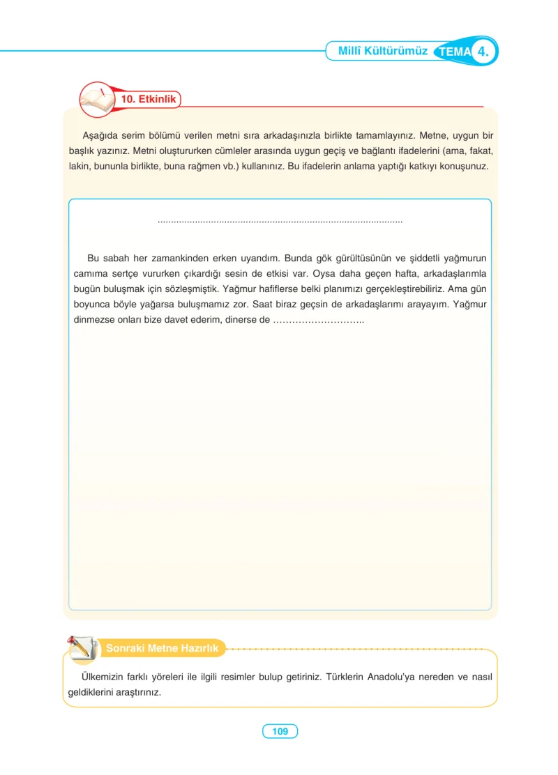 6. Sınıf Türkçe Ders Kitabı Cevapları Anka Yayınları Sayfa 109