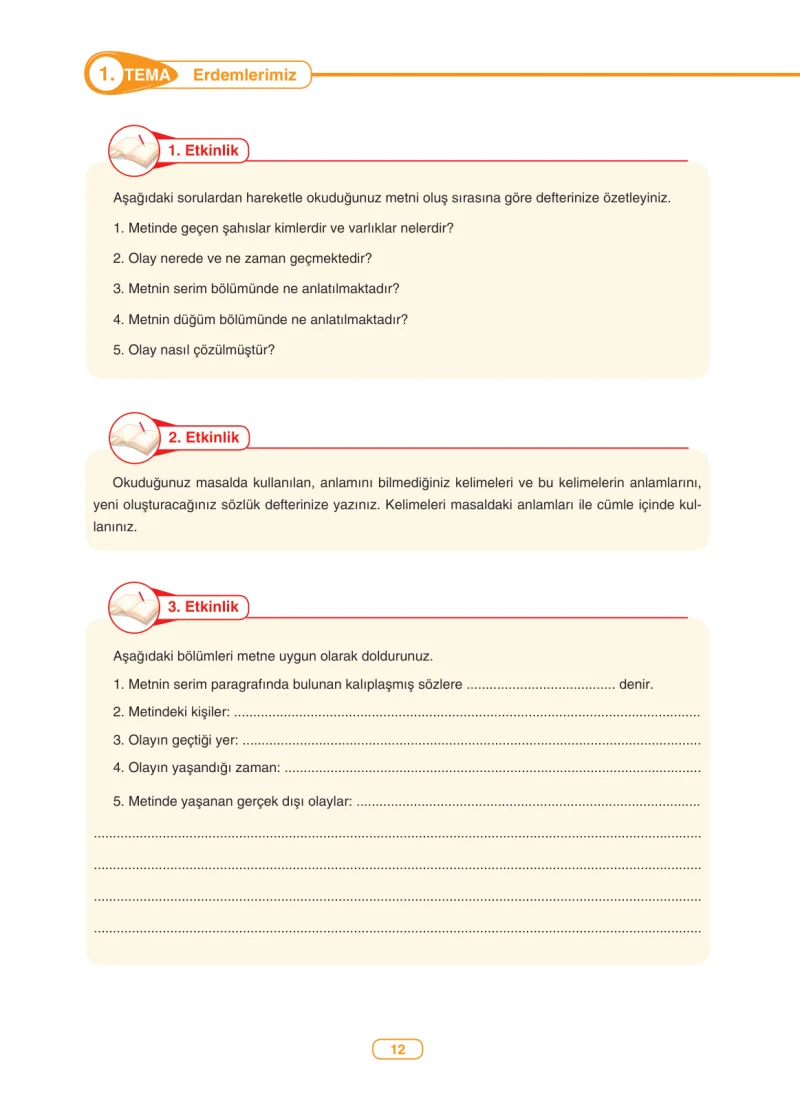 6. Sınıf Türkçe Ders Kitabı Cevapları Anka Yayınları Sayfa 12