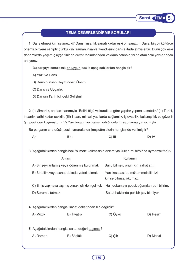 6. Sınıf Türkçe Ders Kitabı Cevapları Anka Yayınları Sayfa 169