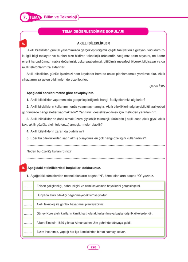 6. Sınıf Türkçe Ders Kitabı Cevapları Anka Yayınları Sayfa 226