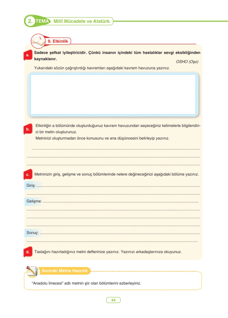 6. Sınıf Türkçe Ders Kitabı Cevapları Anka Yayınları Sayfa 44