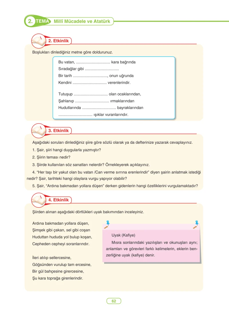 6. Sınıf Türkçe Ders Kitabı Cevapları Anka Yayınları Sayfa 62