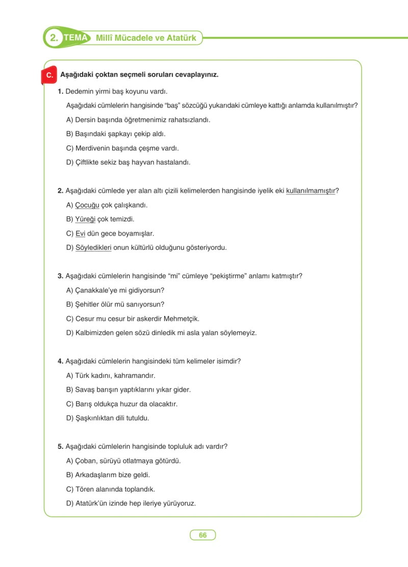 6. Sınıf Türkçe Ders Kitabı Cevapları Anka Yayınları Sayfa 66