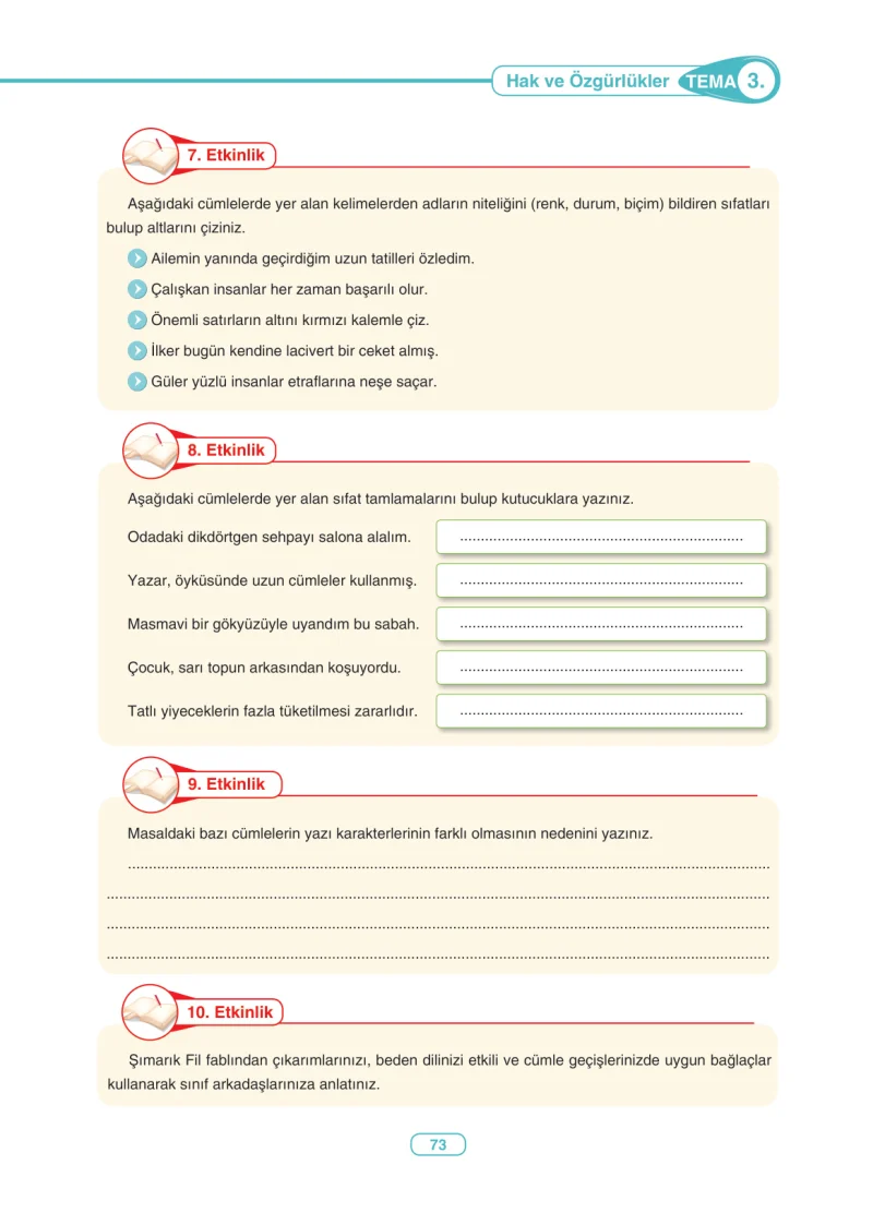 6. Sınıf Türkçe Ders Kitabı Cevapları Anka Yayınları Sayfa 73