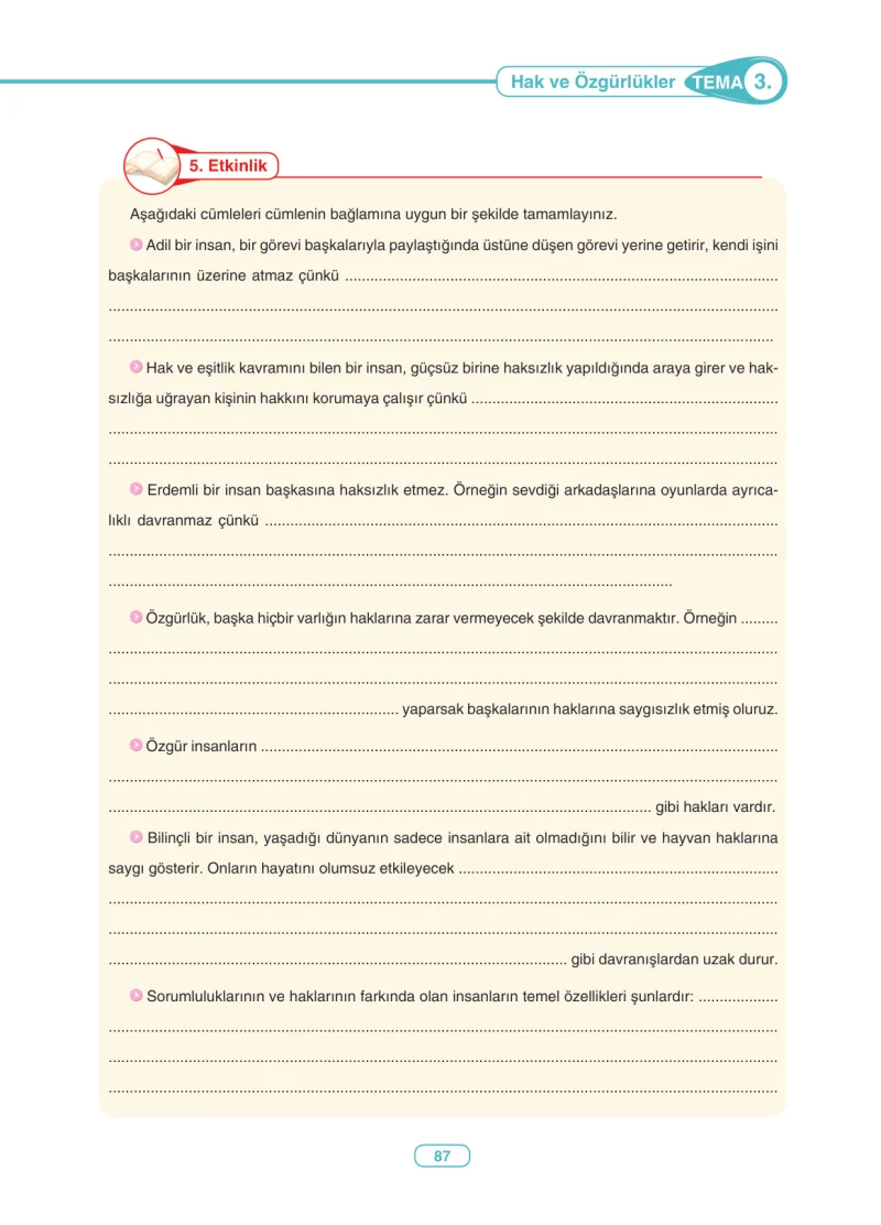 6. Sınıf Türkçe Ders Kitabı Cevapları Anka Yayınları Sayfa 87