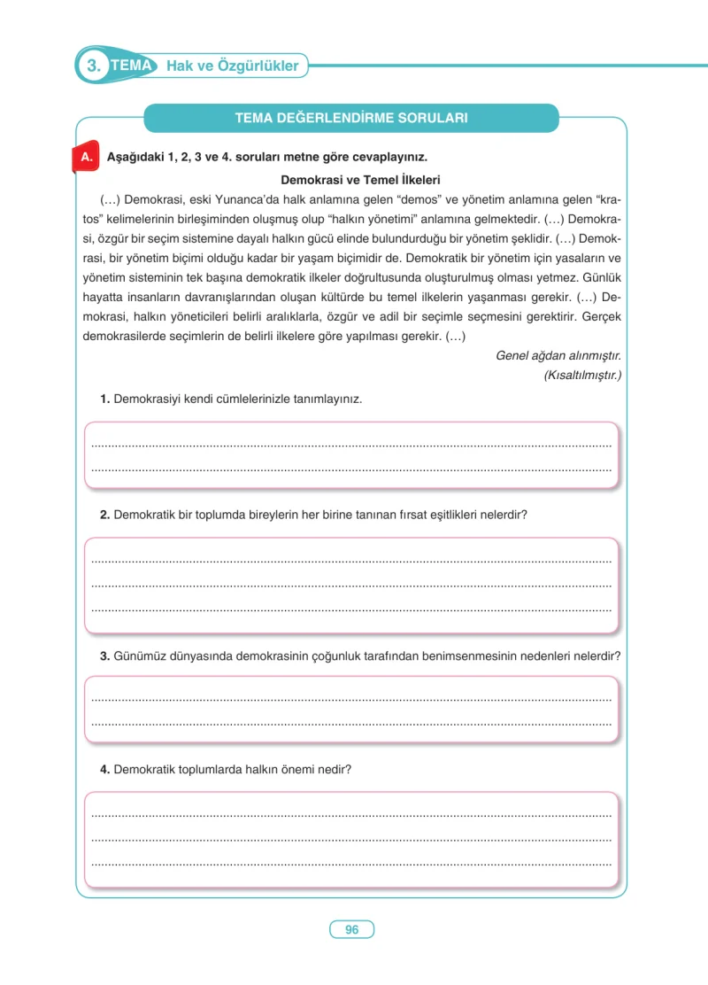 6. Sınıf Türkçe Ders Kitabı Cevapları Anka Yayınları Sayfa 96