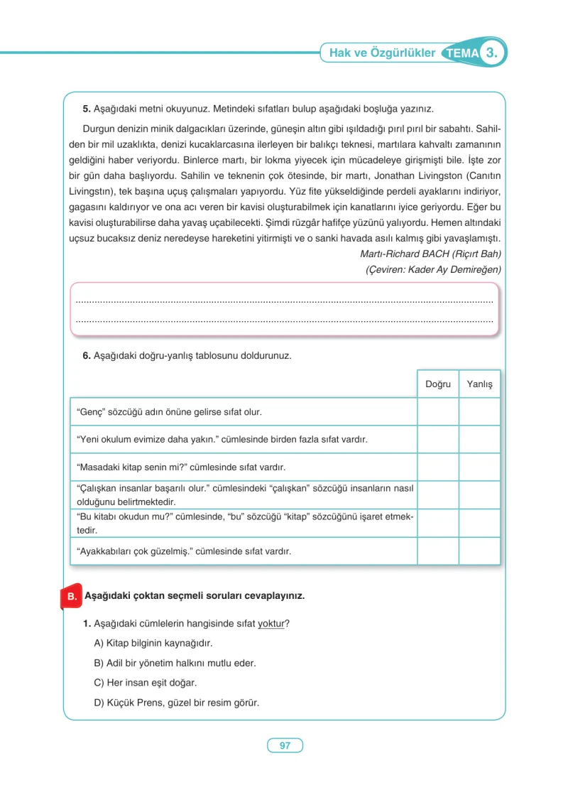 6. Sınıf Türkçe Ders Kitabı Cevapları Anka Yayınları Sayfa 97
