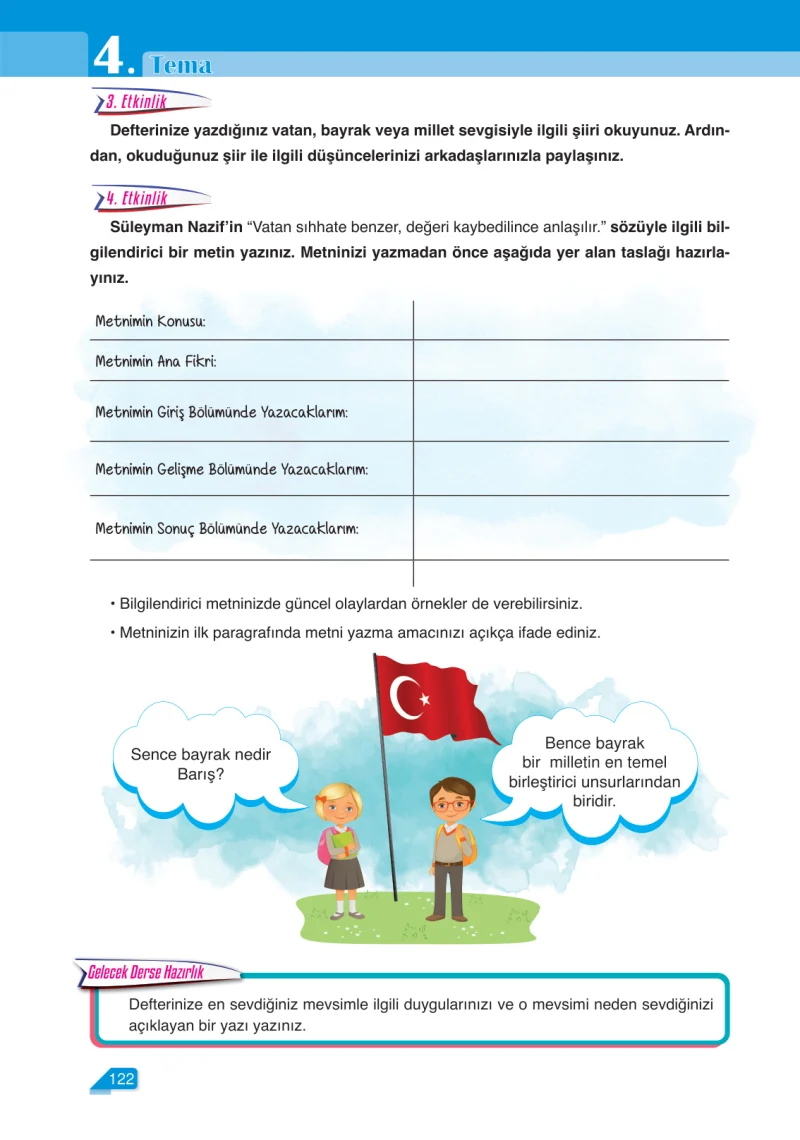 6. Sınıf Türkçe Ders Kitabı Cevapları Ata Yayınları Sayfa 122