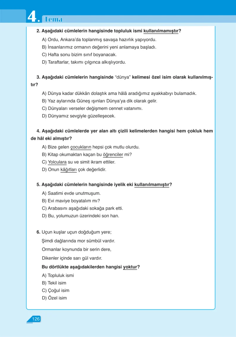 6. Sınıf Türkçe Ders Kitabı Cevapları Ata Yayınları Sayfa 126