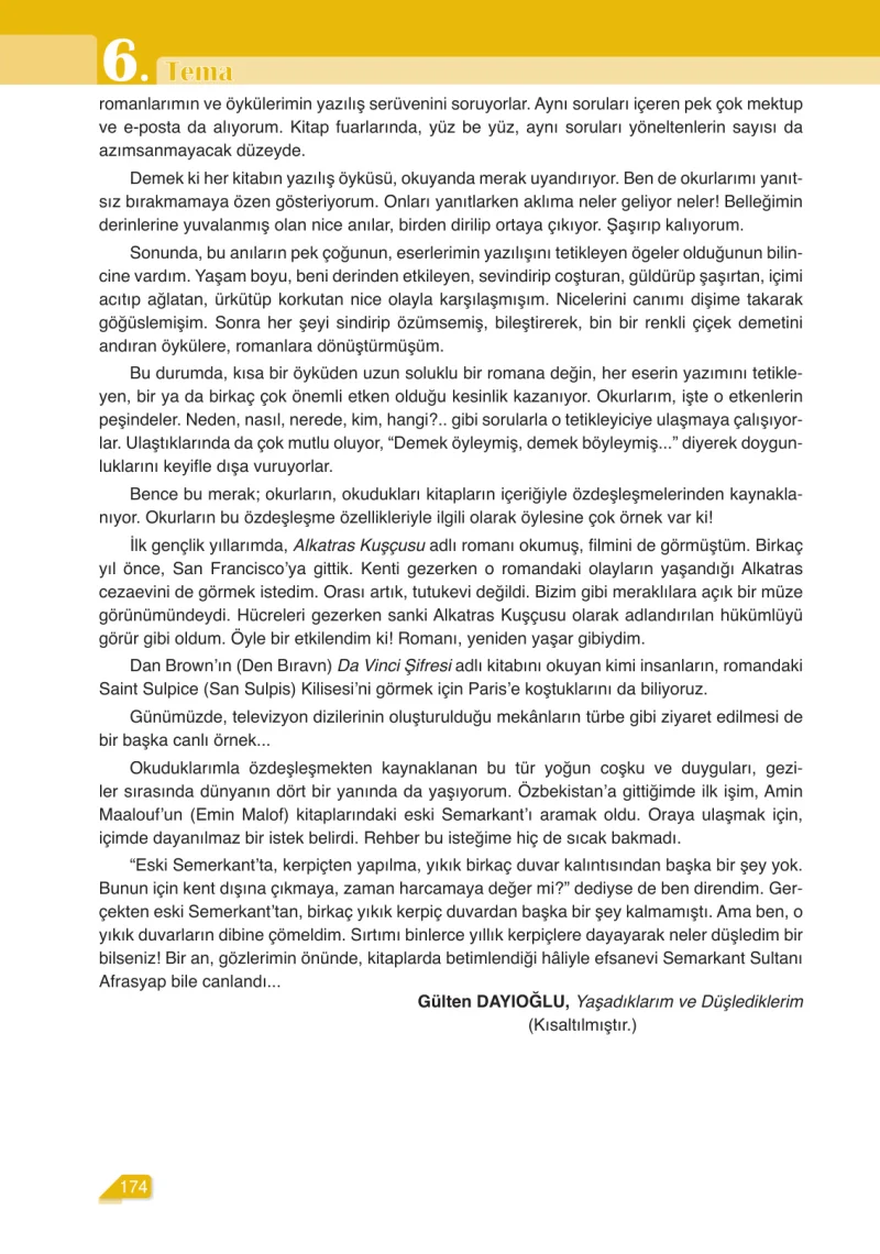 6. Sınıf Türkçe Ders Kitabı Cevapları Ata Yayınları Sayfa 174