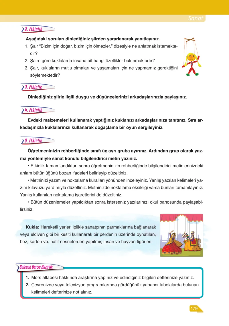 6. Sınıf Türkçe Ders Kitabı Cevapları Ata Yayınları Sayfa 179