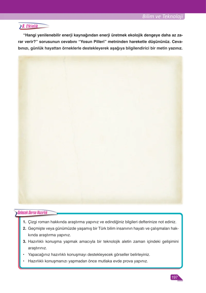 6. Sınıf Türkçe Ders Kitabı Cevapları Ata Yayınları Sayfa 197