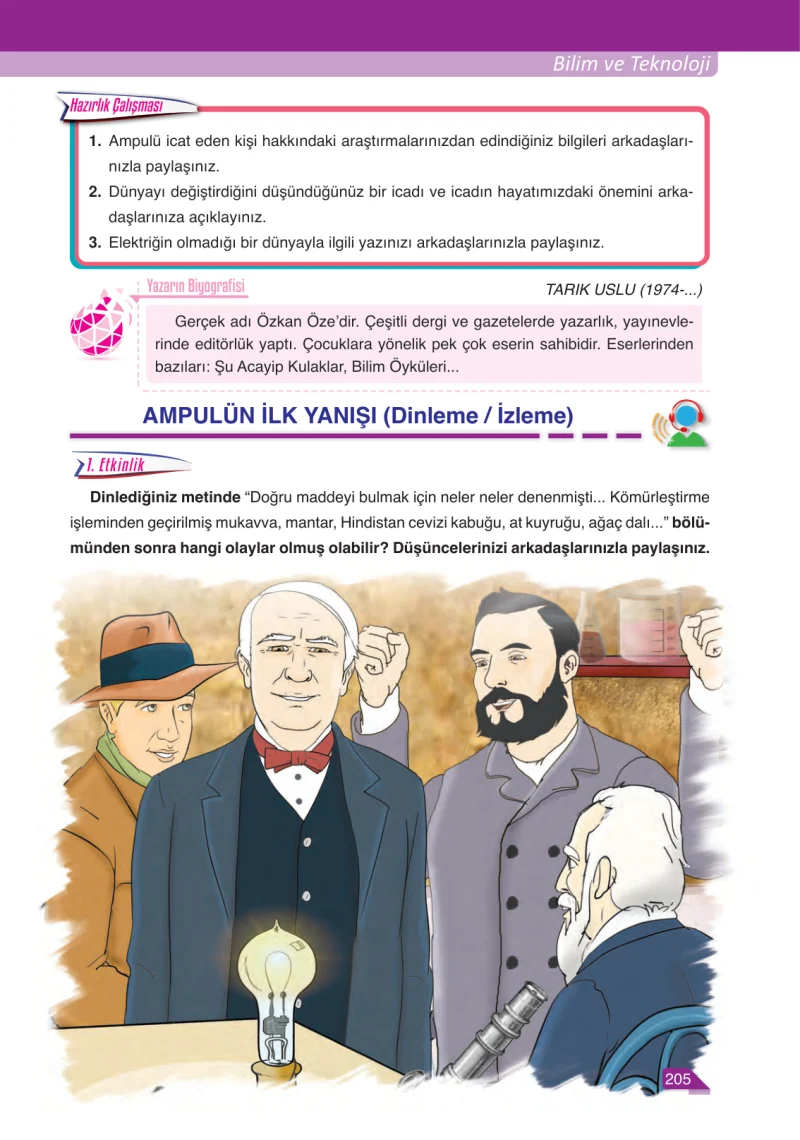 6. Sınıf Türkçe Ders Kitabı Cevapları Ata Yayınları Sayfa 205