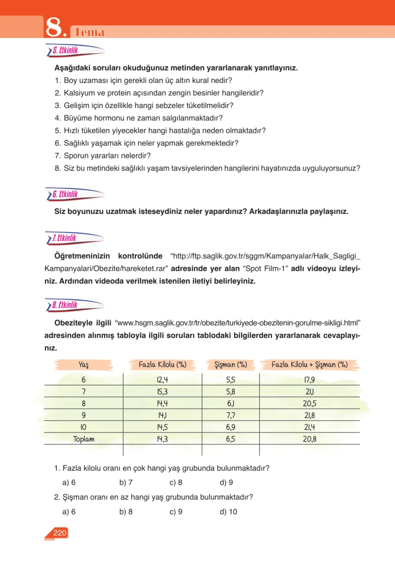 6. Sınıf Türkçe Ders Kitabı Cevapları Ata Yayınları Sayfa 220