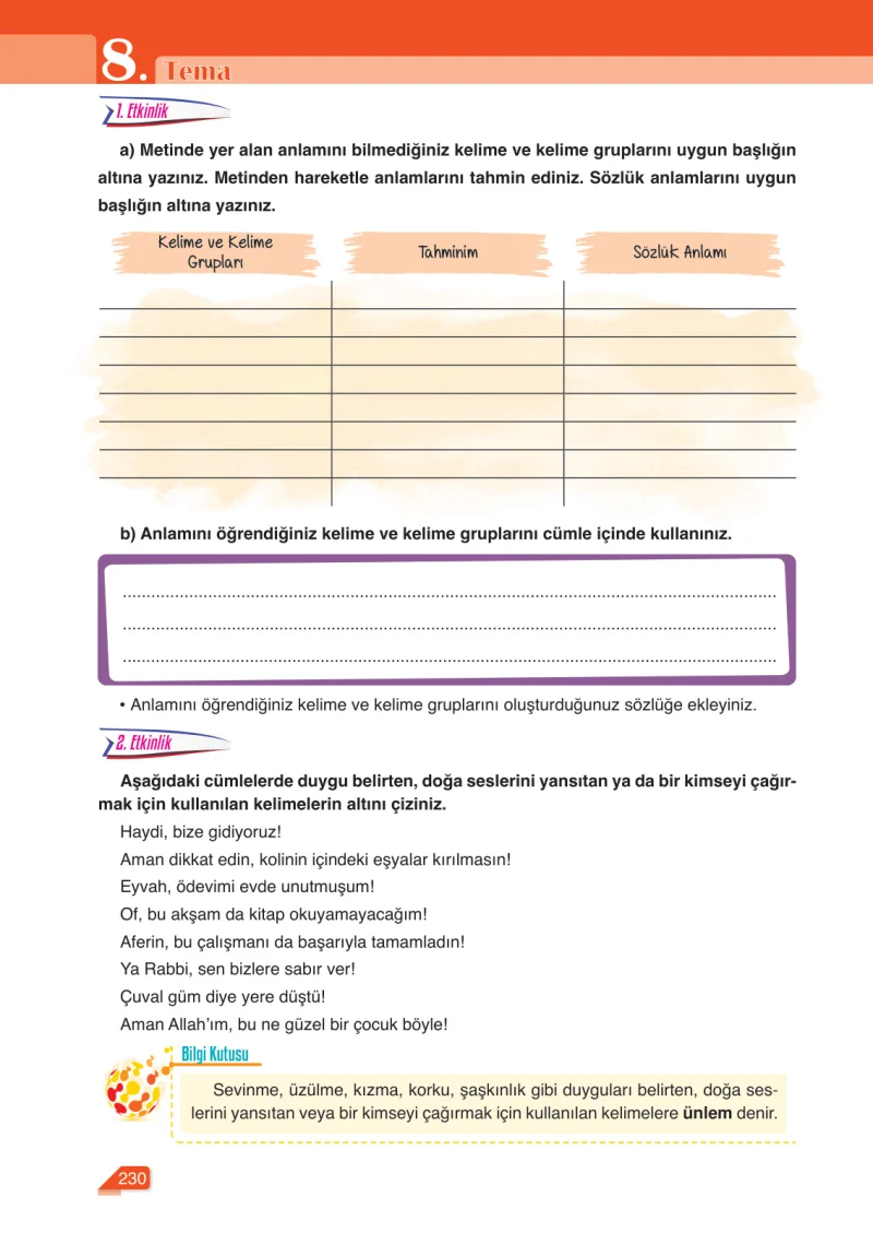 6. Sınıf Türkçe Ders Kitabı Cevapları Ata Yayınları Sayfa 230