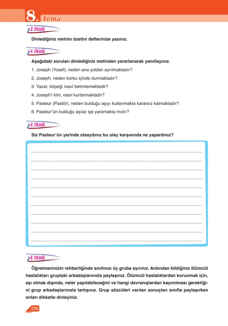 6. Sınıf Türkçe Ders Kitabı Cevapları Ata Yayınları Sayfa 236