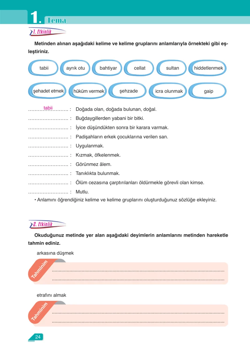 6. Sınıf Türkçe Ders Kitabı Cevapları Ata Yayınları Sayfa 24