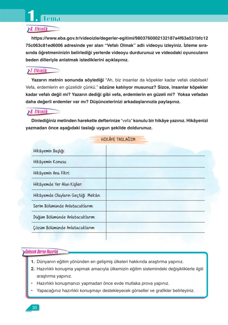 6. Sınıf Türkçe Ders Kitabı Cevapları Ata Yayınları Sayfa 30