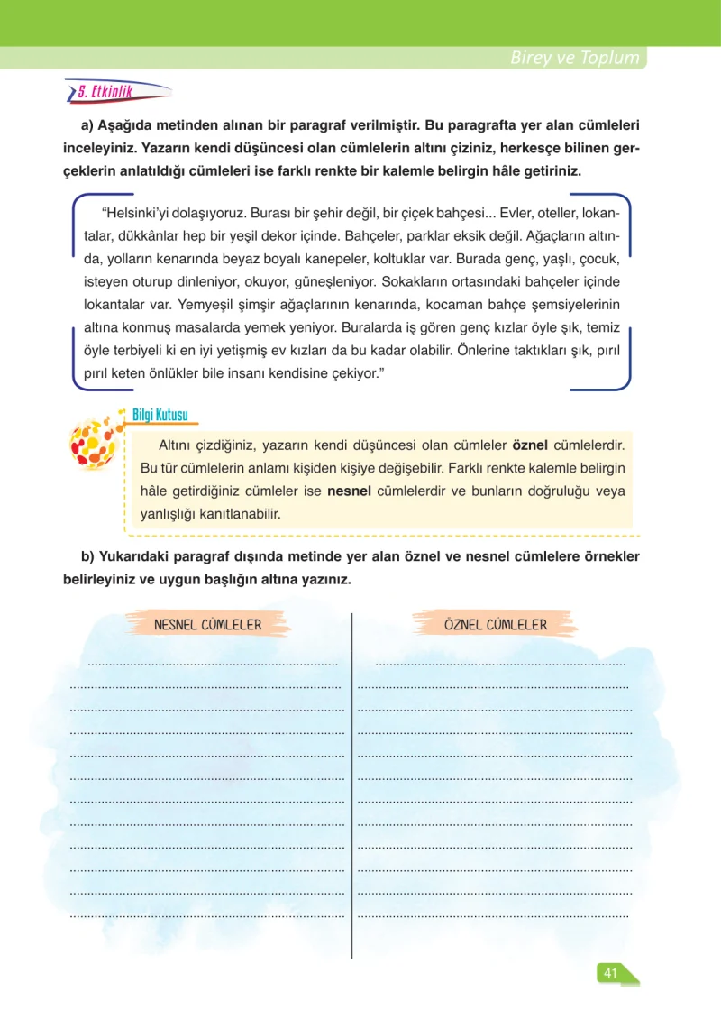 6. Sınıf Türkçe Ders Kitabı Cevapları Ata Yayınları Sayfa 41