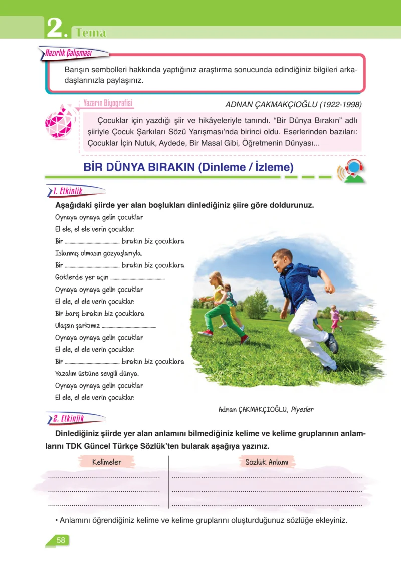6. Sınıf Türkçe Ders Kitabı Cevapları Ata Yayınları Sayfa 58