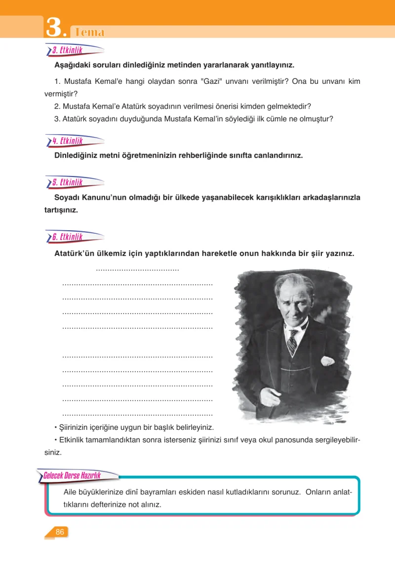6. Sınıf Türkçe Ders Kitabı Cevapları Ata Yayınları Sayfa 86
