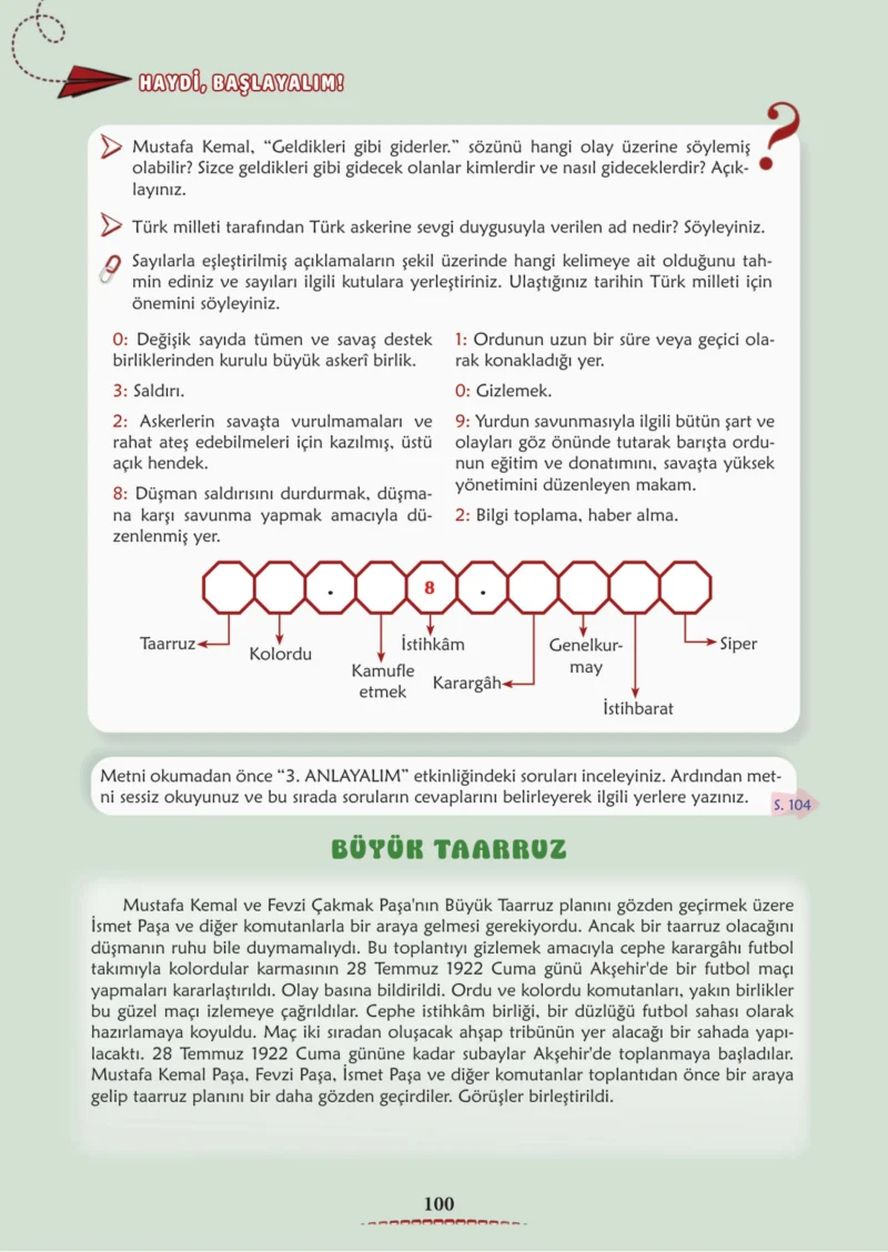 6. Sınıf Türkçe Ders Kitabı Cevapları Meb Yayınları 1. Kitap Sayfa 100