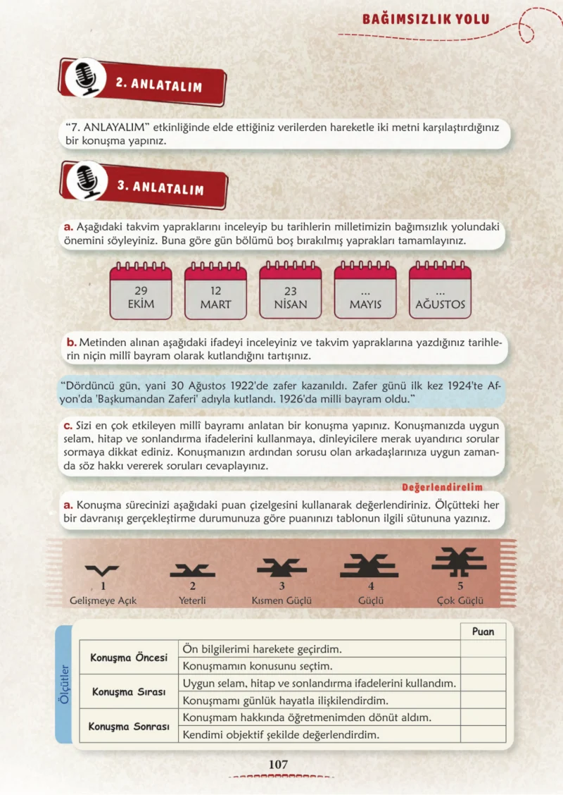 6. Sınıf Türkçe Ders Kitabı Cevapları Meb Yayınları 1. Kitap Sayfa 107