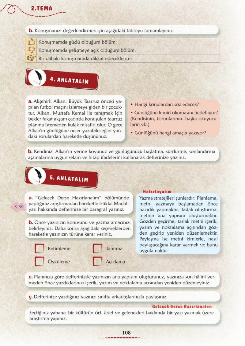 6. Sınıf Türkçe Ders Kitabı Cevapları Meb Yayınları 1. Kitap Sayfa 108