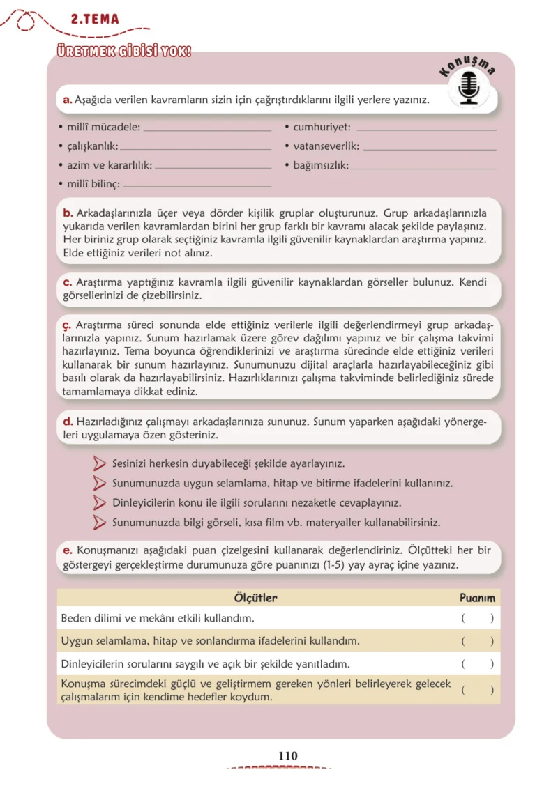 6. Sınıf Türkçe Ders Kitabı Cevapları Meb Yayınları 1. Kitap Sayfa 110