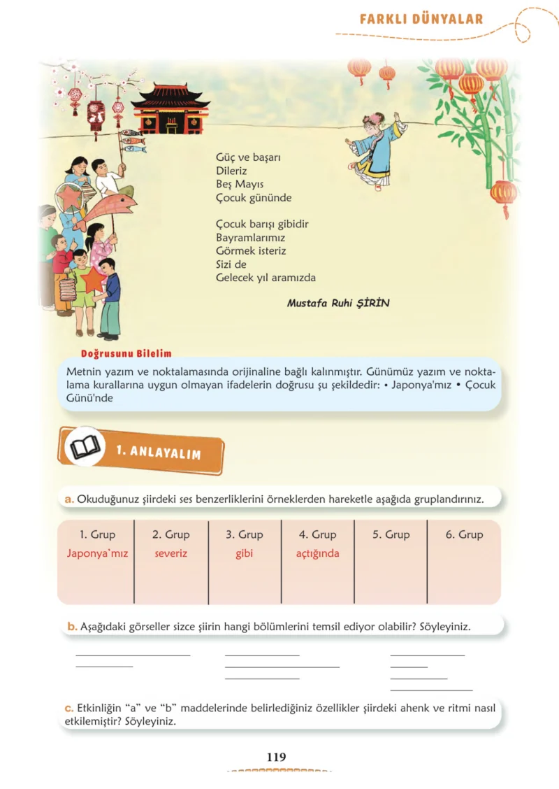 6. Sınıf Türkçe Ders Kitabı Cevapları Meb Yayınları 1. Kitap Sayfa 119