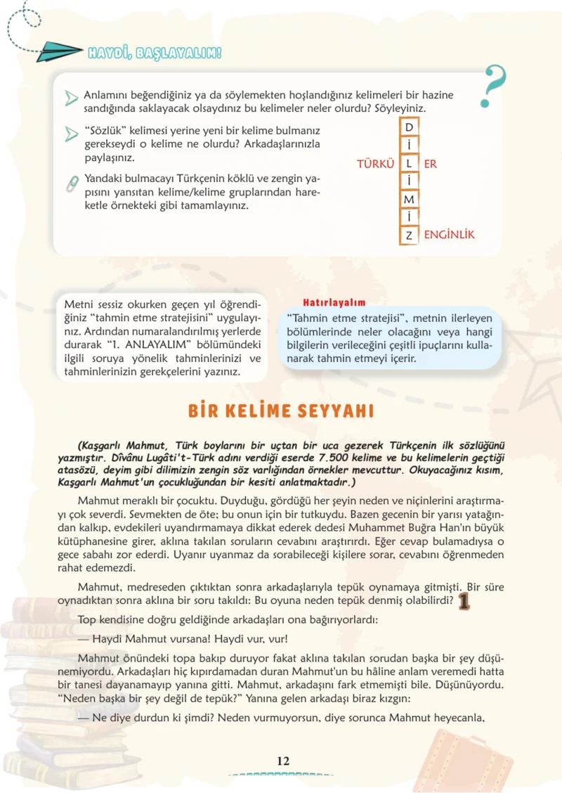 6. Sınıf Türkçe Ders Kitabı Cevapları Meb Yayınları 1. Kitap Sayfa 12