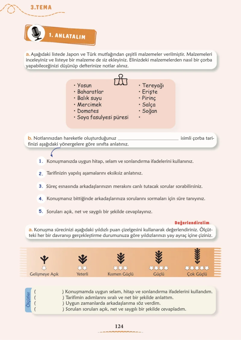 6. Sınıf Türkçe Ders Kitabı Cevapları Meb Yayınları 1. Kitap Sayfa 124