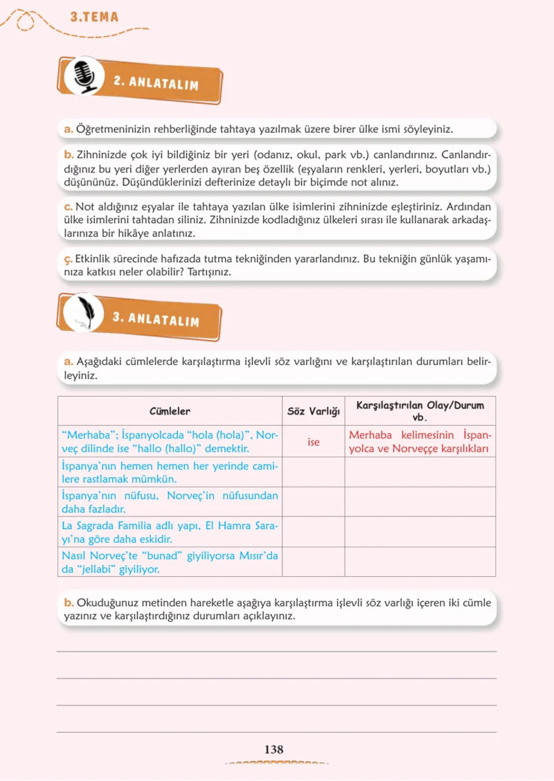 6. Sınıf Türkçe Ders Kitabı Cevapları Meb Yayınları 1. Kitap Sayfa 138