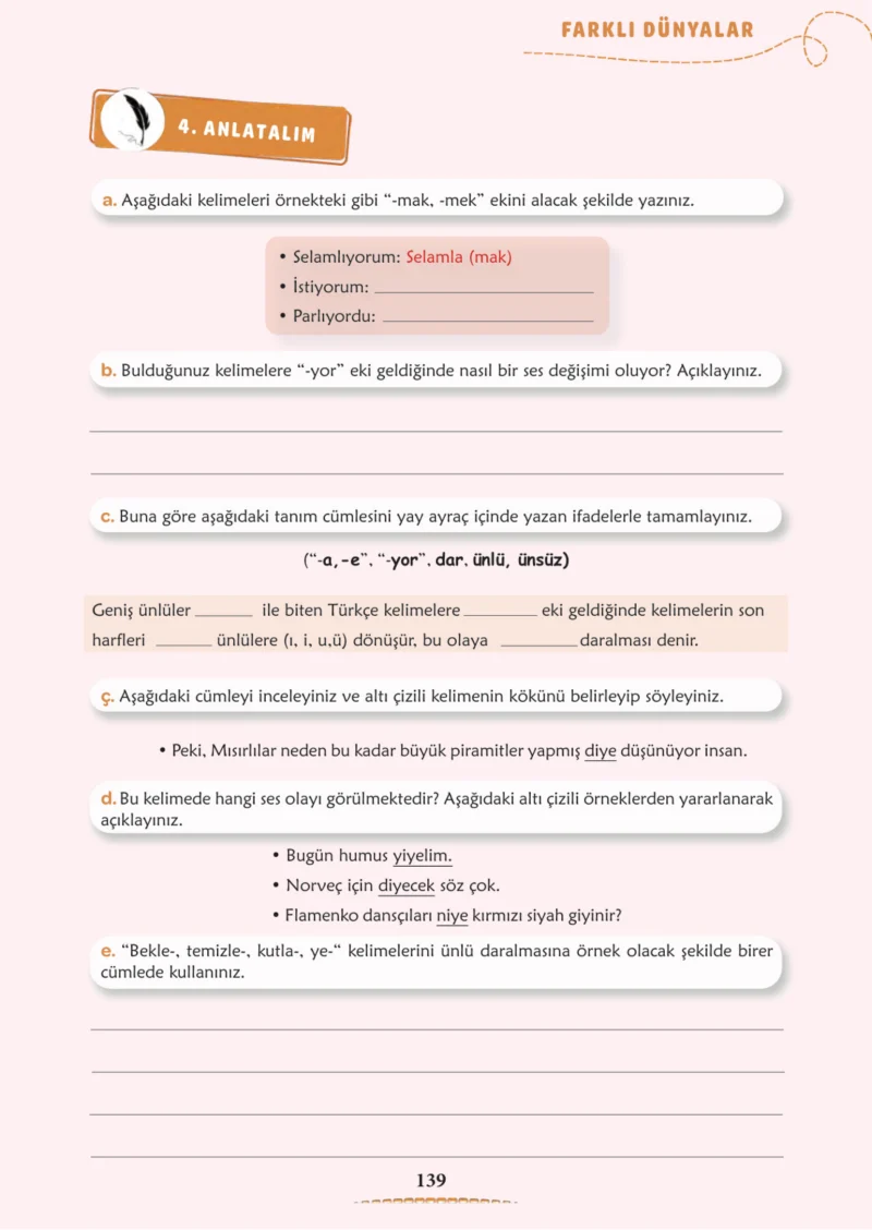 6. Sınıf Türkçe Ders Kitabı Cevapları Meb Yayınları 1. Kitap Sayfa 139