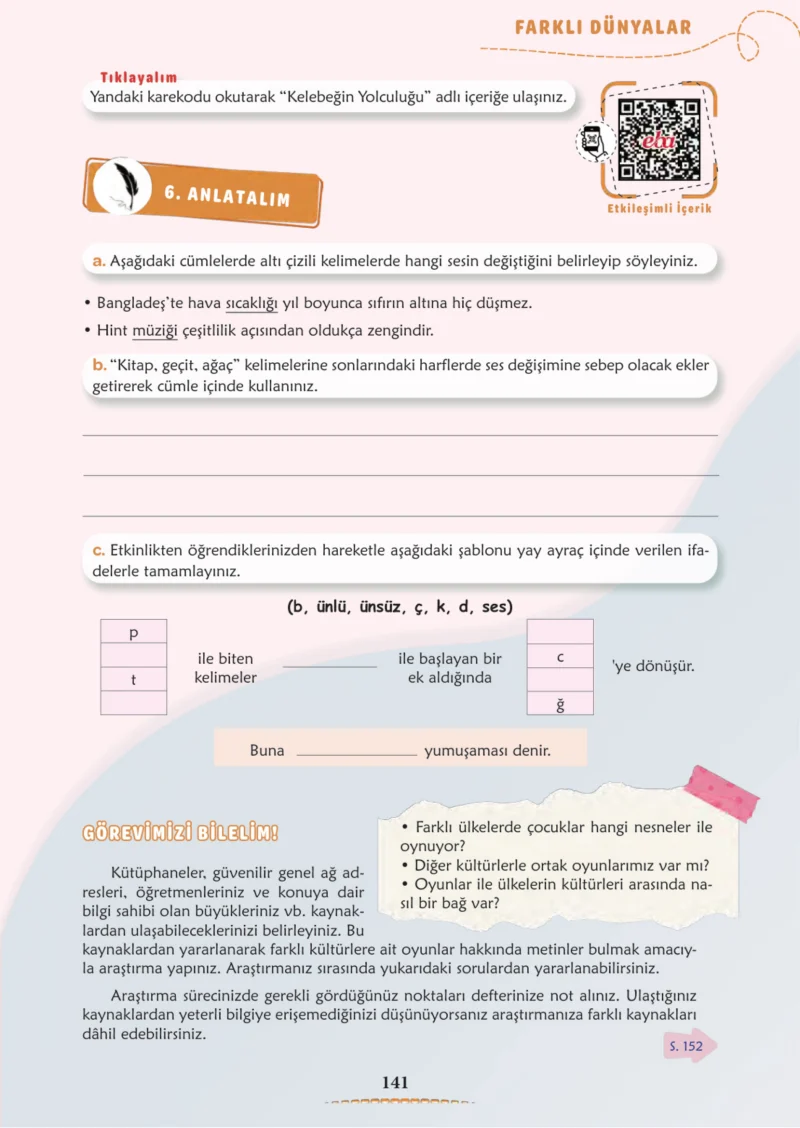 6. Sınıf Türkçe Ders Kitabı Cevapları Meb Yayınları 1. Kitap Sayfa 141