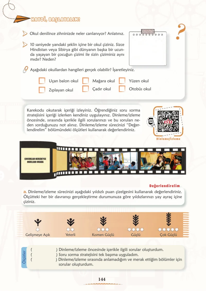 6. Sınıf Türkçe Ders Kitabı Cevapları Meb Yayınları 1. Kitap Sayfa 144