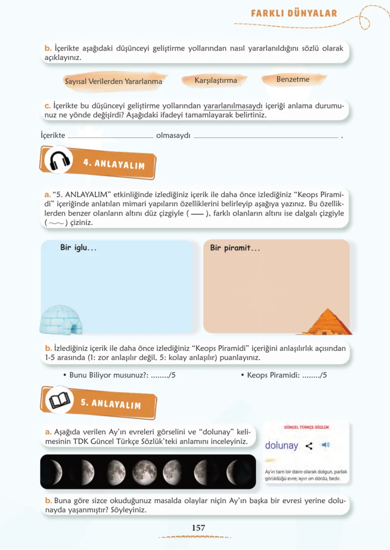 6. Sınıf Türkçe Ders Kitabı Cevapları Meb Yayınları 1. Kitap Sayfa 157