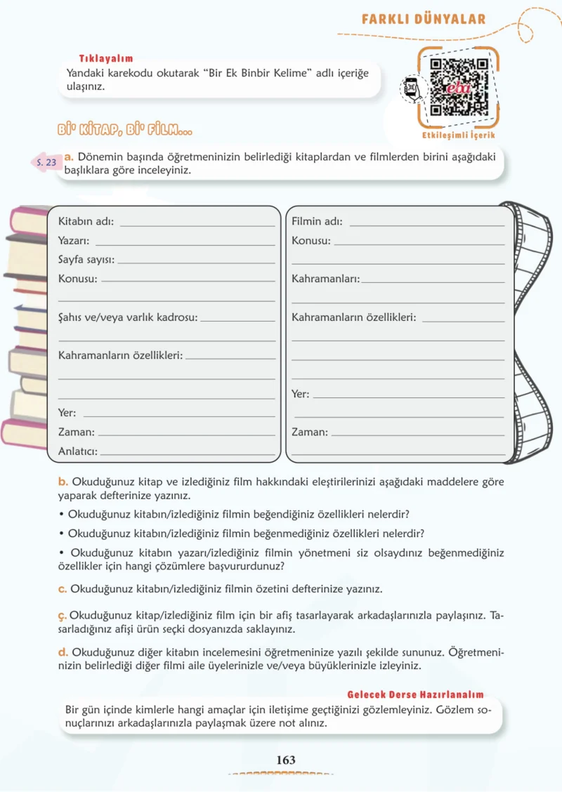 6. Sınıf Türkçe Ders Kitabı Cevapları Meb Yayınları 1. Kitap Sayfa 163
