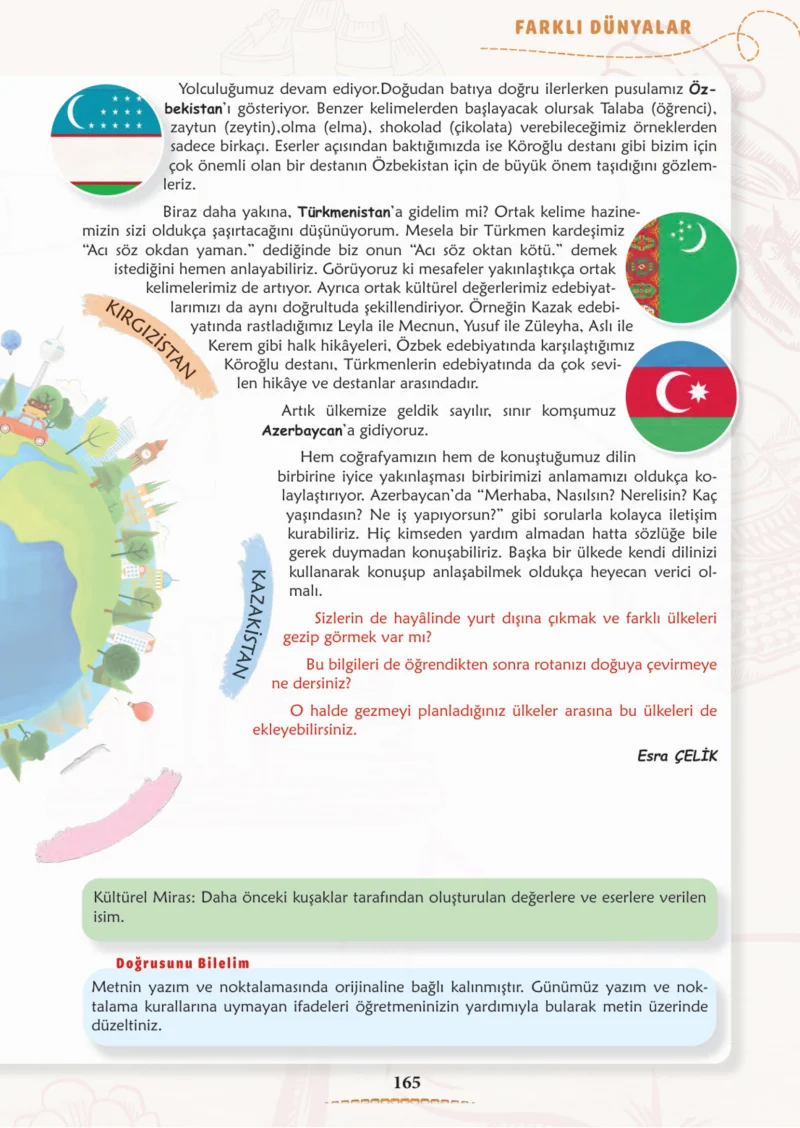 6. Sınıf Türkçe Ders Kitabı Cevapları Meb Yayınları 1. Kitap Sayfa 165