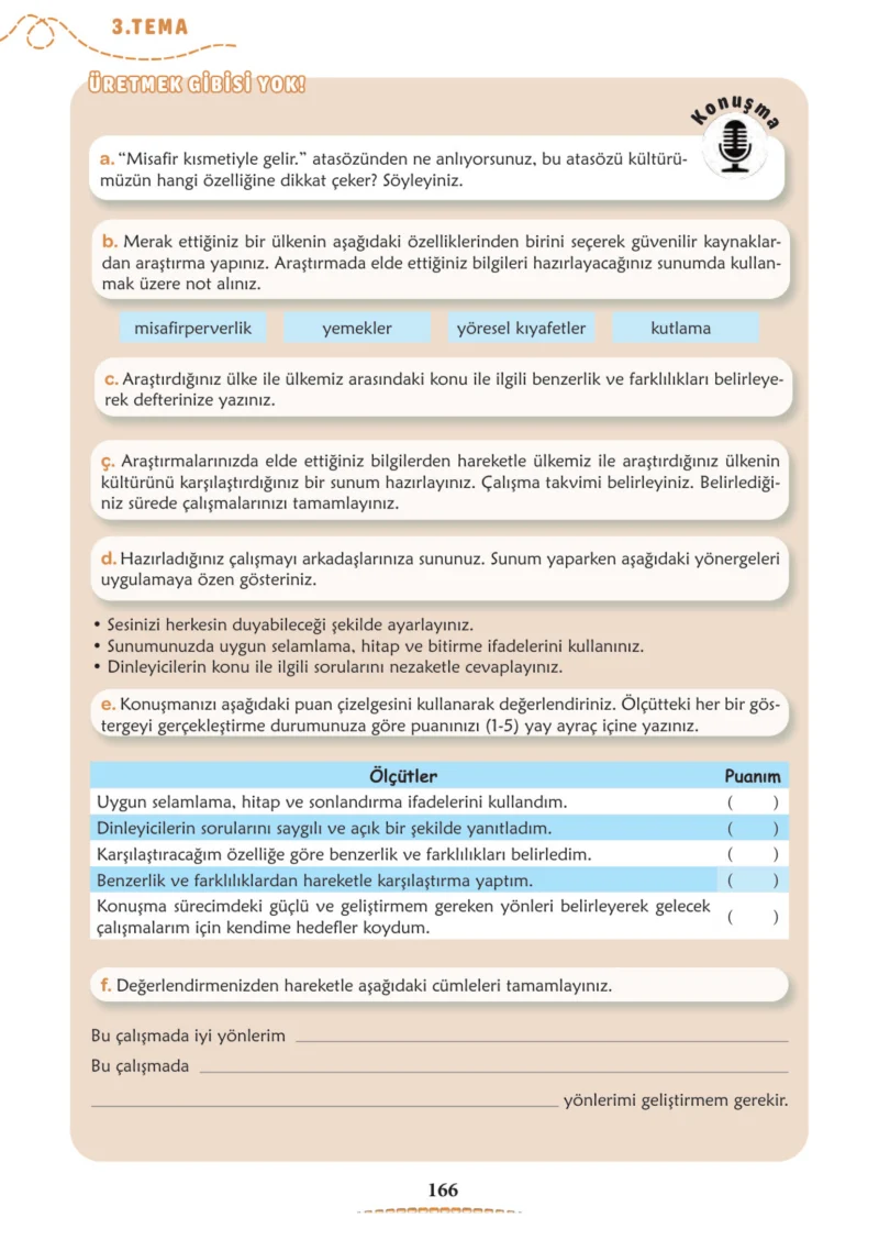 6. Sınıf Türkçe Ders Kitabı Cevapları Meb Yayınları 1. Kitap Sayfa 166