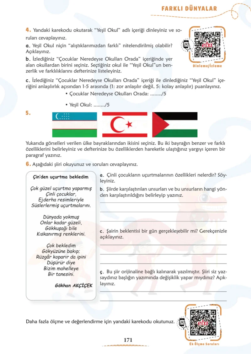 6. Sınıf Türkçe Ders Kitabı Cevapları Meb Yayınları 1. Kitap Sayfa 171