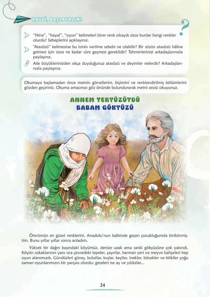 6. Sınıf Türkçe Ders Kitabı Cevapları Meb Yayınları 1. Kitap Sayfa 24